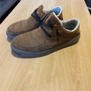 Stio Brown Suede Loafers with Black Accents